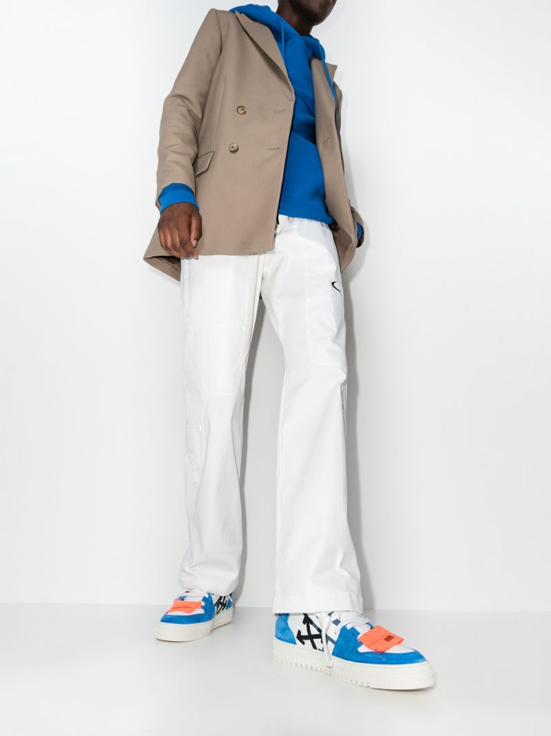 White and Blue Off-court 3.0 Leather Sneakers