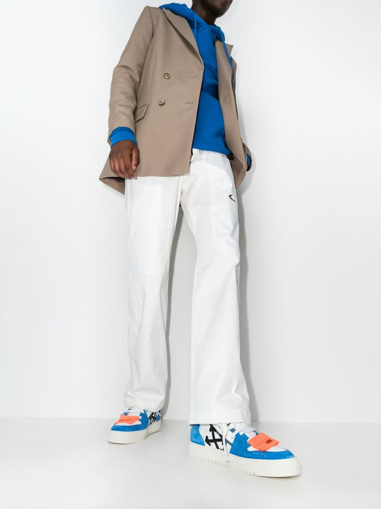 White and Blue Off-court 3.0 Leather Sneakers