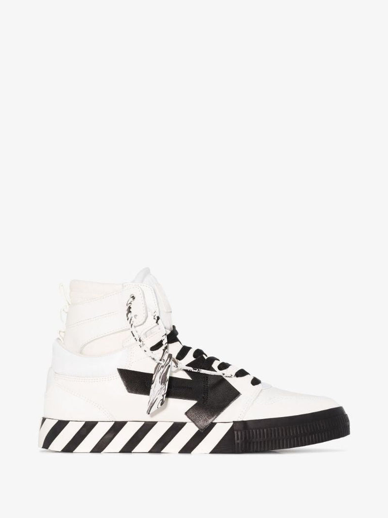 White Vulcanized High Top Leather Sneakers