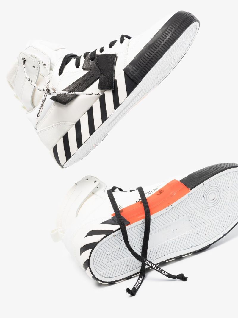 White Vulcanized High Top Leather Sneakers