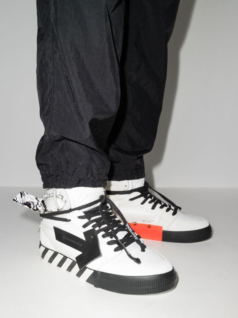 White Vulcanized High Top Leather Sneakers