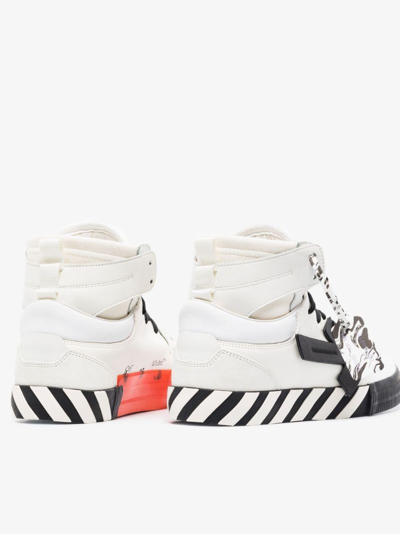White Vulcanized High Top Leather Sneakers