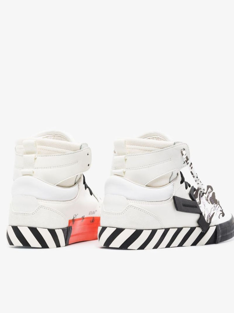 White Vulcanized High Top Leather Sneakers