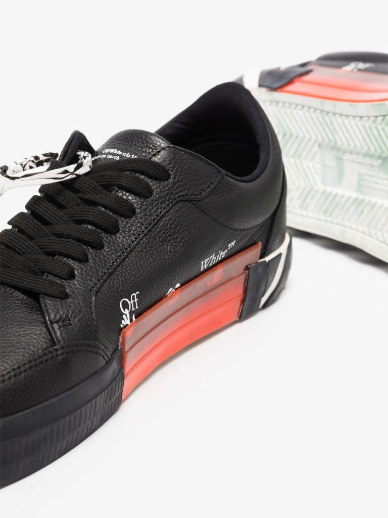 Black Low Vulcanised Leather Sneakers