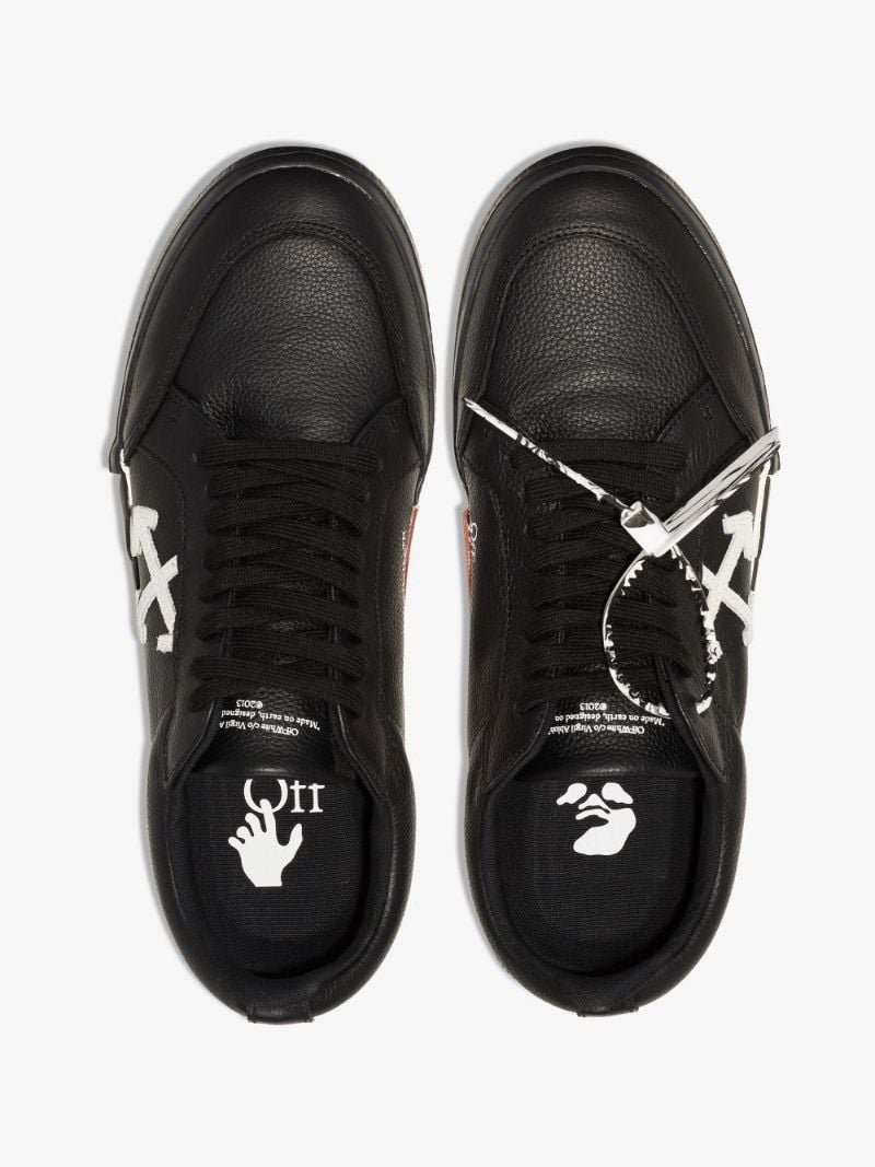 Black Low Vulcanised Leather Sneakers