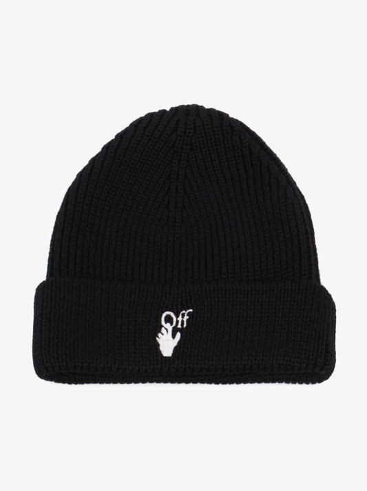 Black Logo Wool Beanie Hat