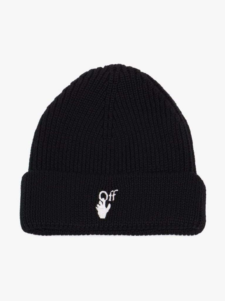 Black Logo Wool Beanie Hat