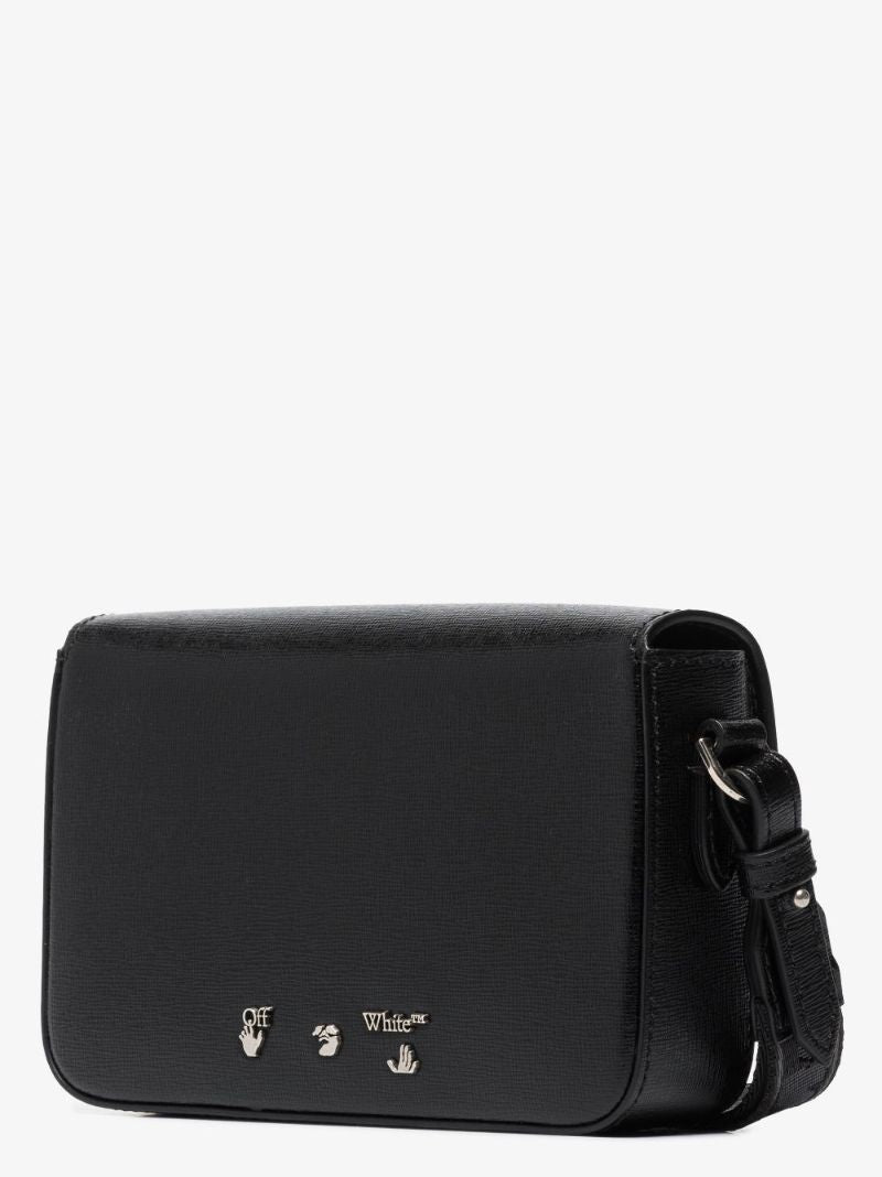 Black 3d Diagonals Leather Pouch Bag