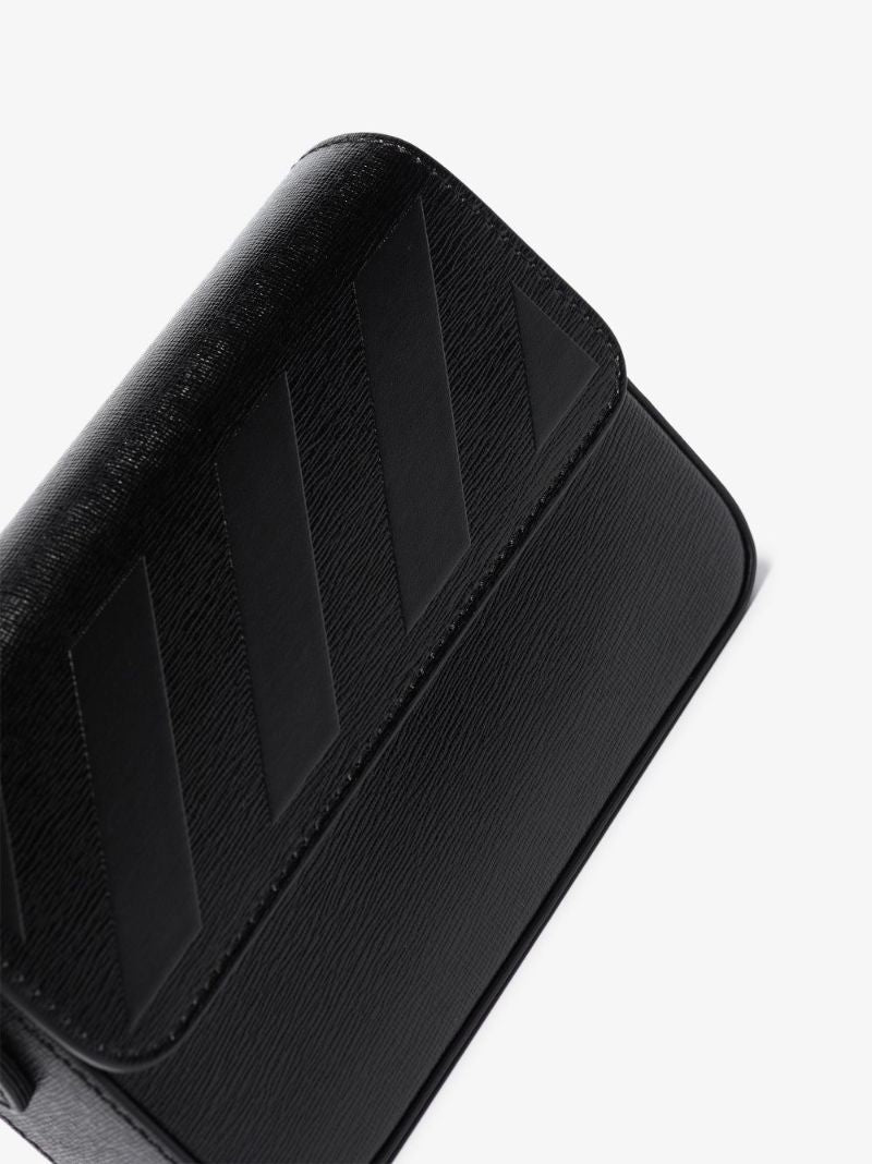 Black 3d Diagonals Leather Pouch Bag