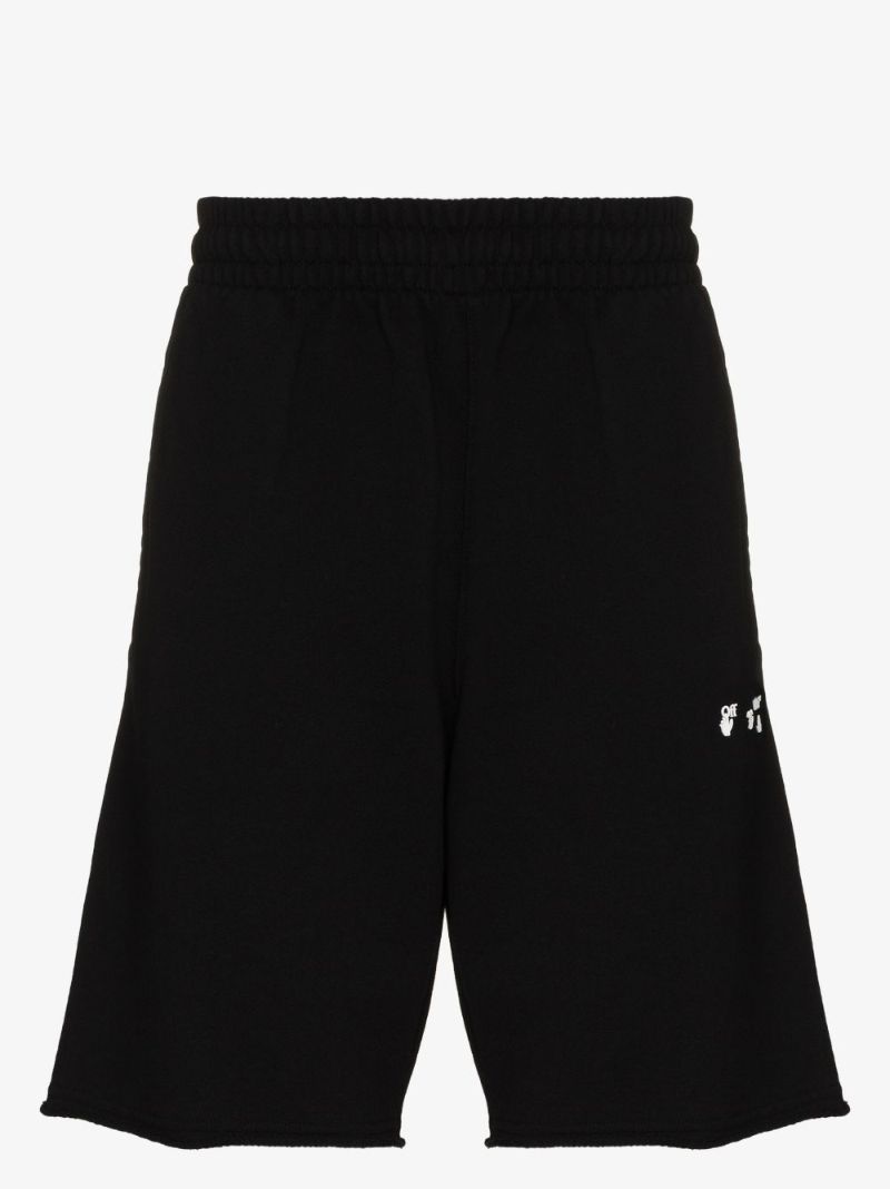 Black Logo Cotton Track Shorts