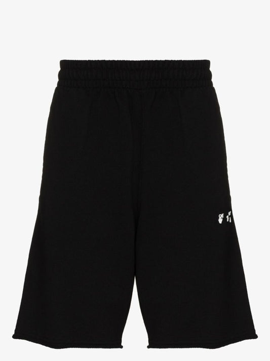 Black Logo Cotton Track Shorts