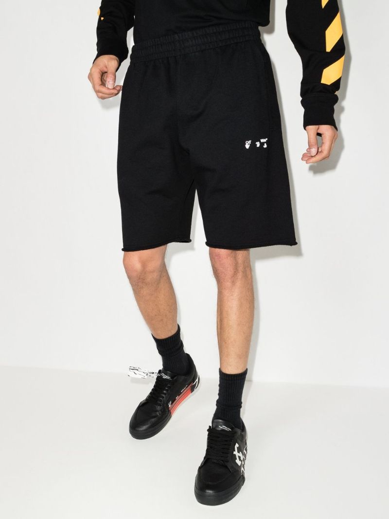 Black Logo Cotton Track Shorts
