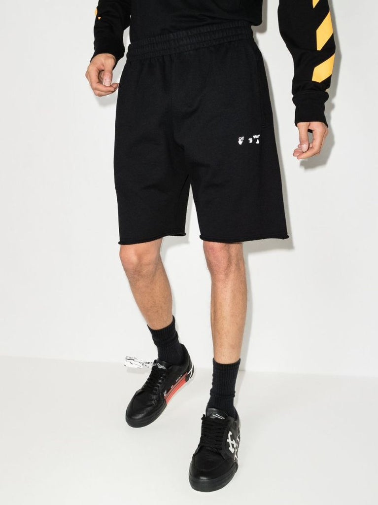 Black Logo Cotton Track Shorts