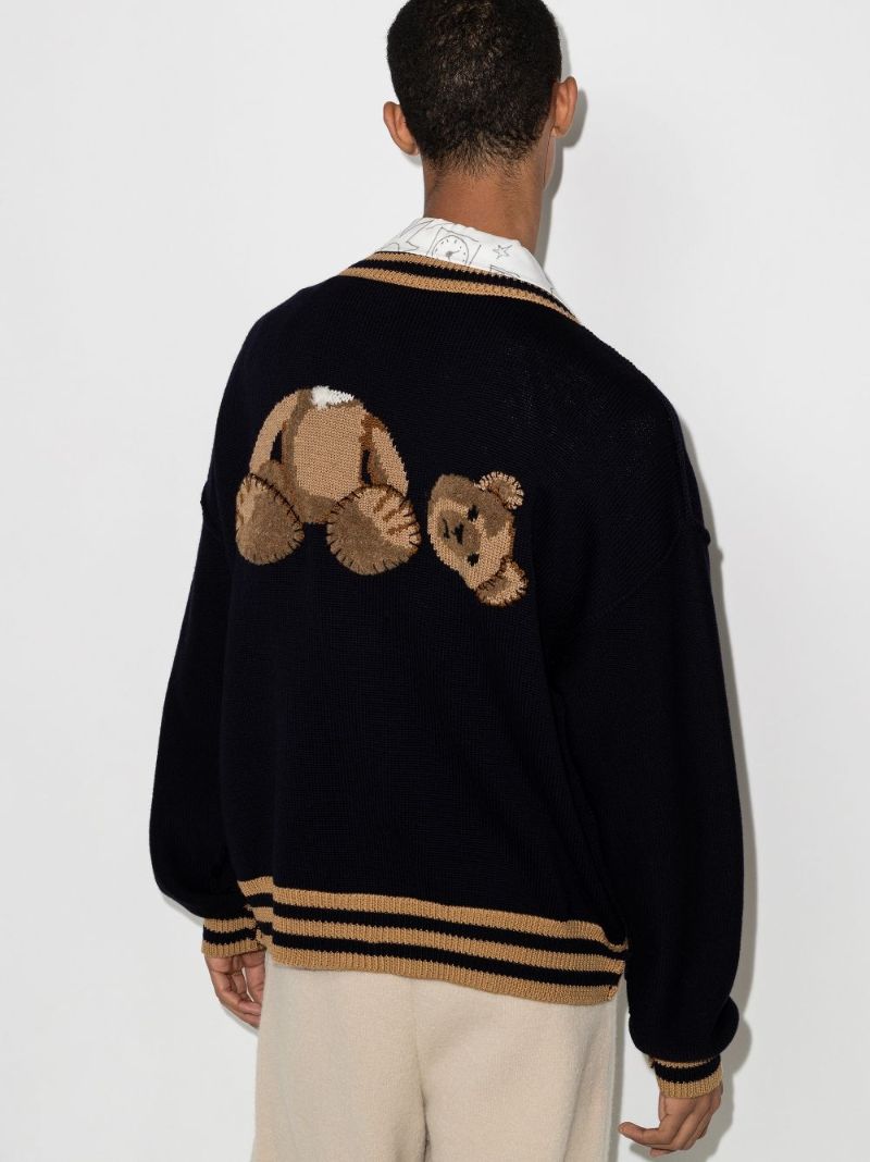 Bear Intarsia Wool Cardigan