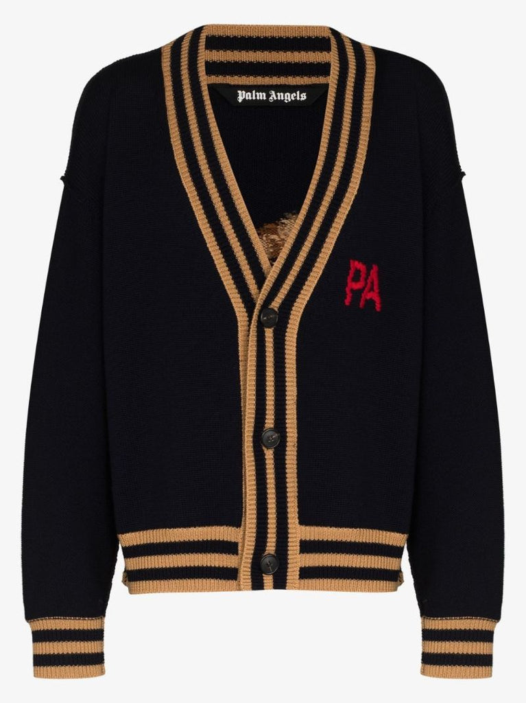 Bear Intarsia Wool Cardigan
