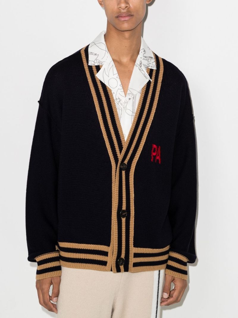 Bear Intarsia Wool Cardigan