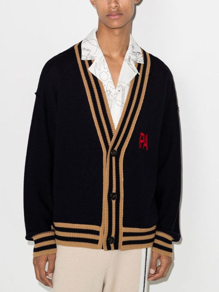 Bear Intarsia Wool Cardigan