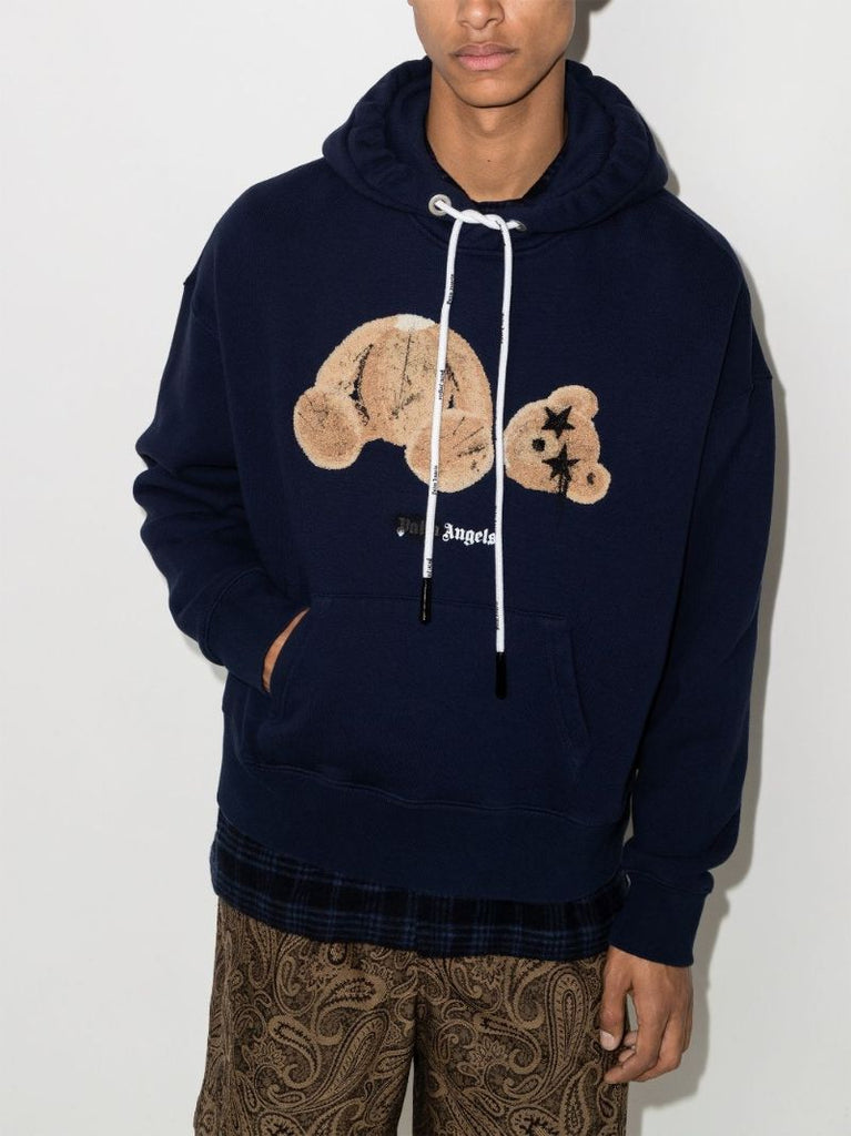 Sprayed Bear Cotton Hoodie