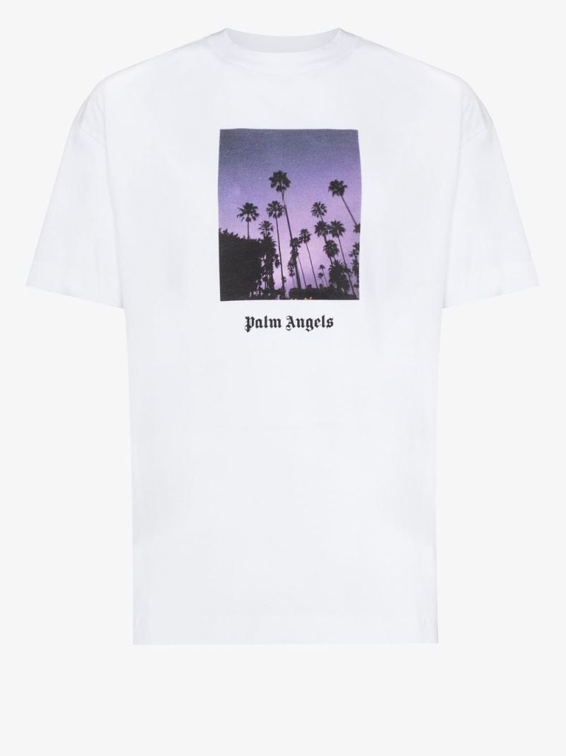 Stars and Palms Print Cotton T-shirt