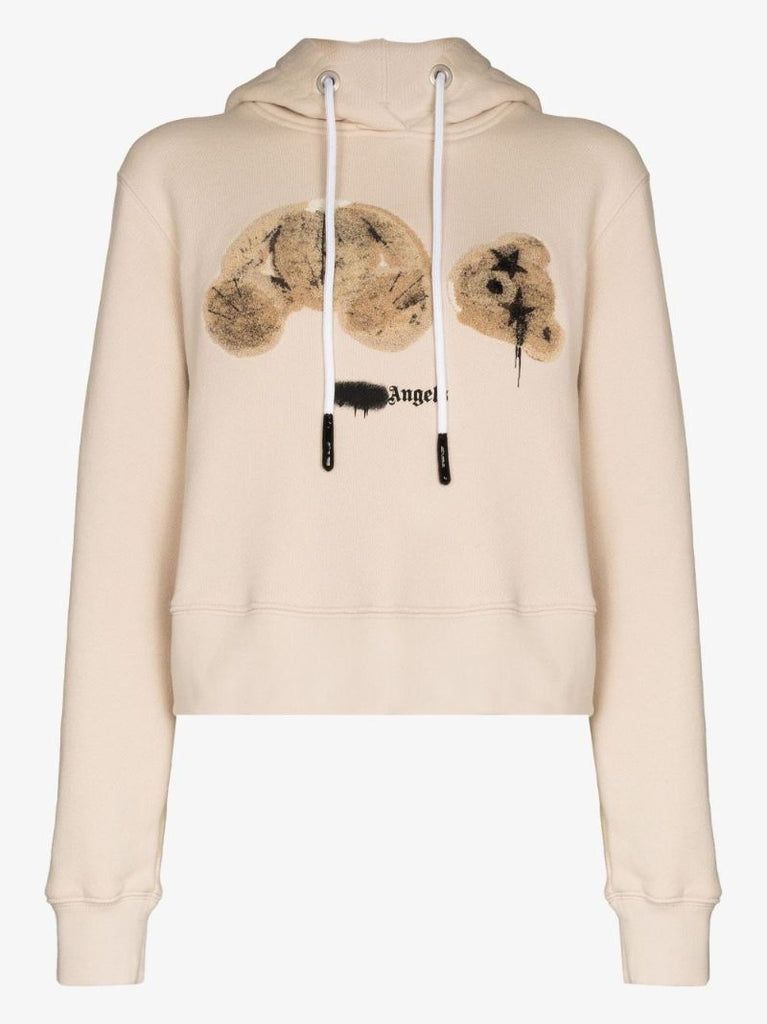 Sprayed Bear Print Hoodie