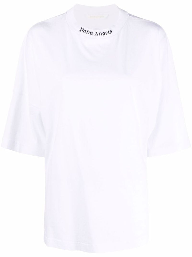White Logo Print Cotton T-shirt