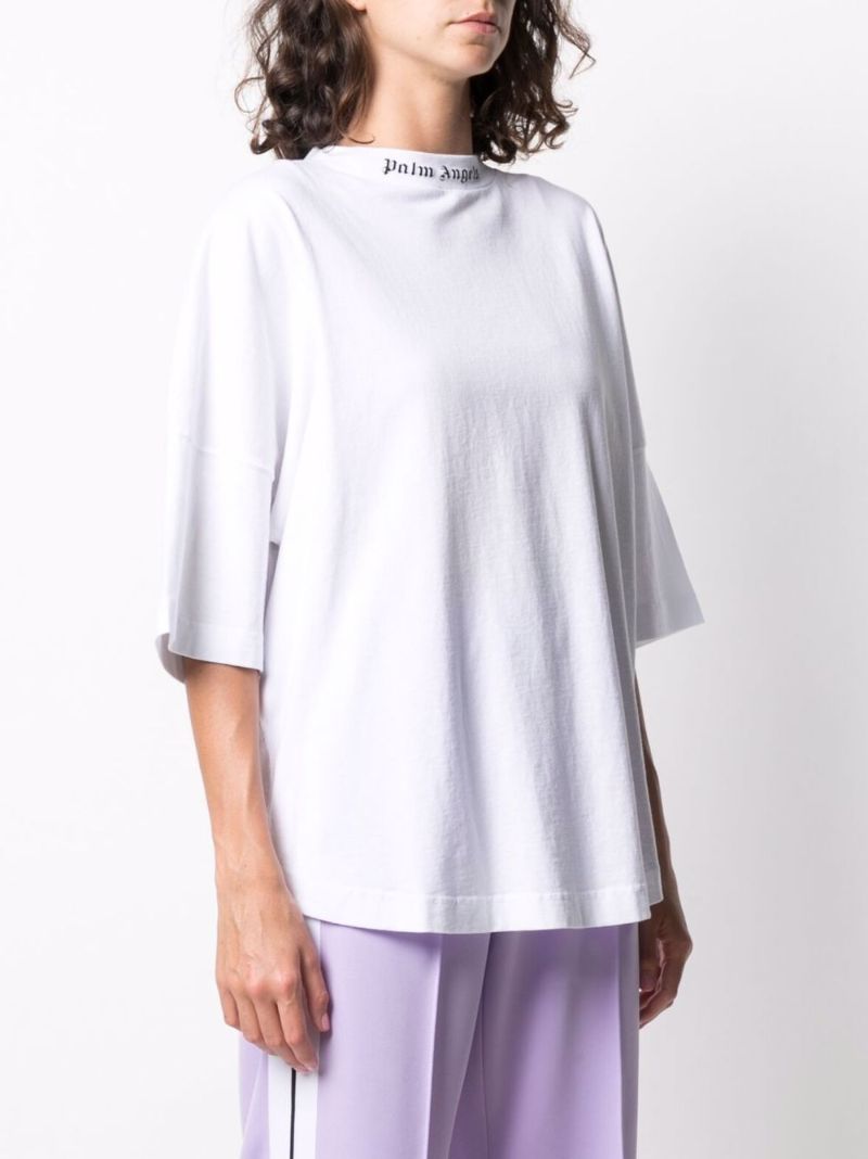 White Logo Print Cotton T-shirt