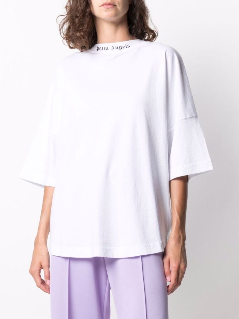 White Logo Print Cotton T-shirt