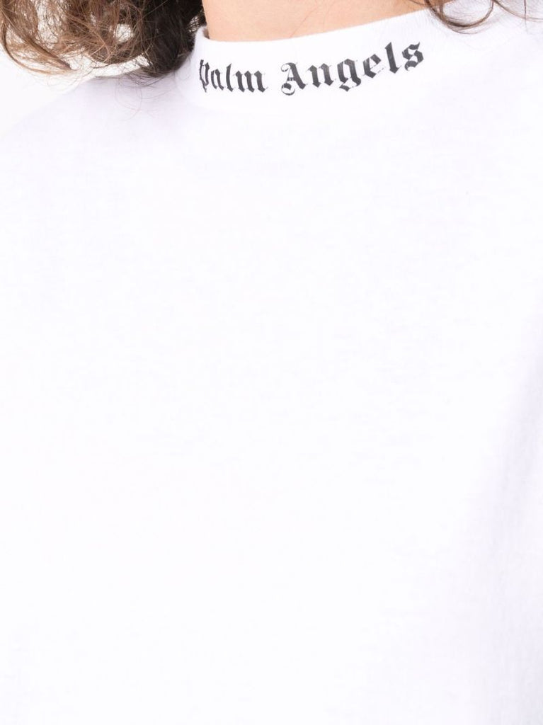 White Logo Print Cotton T-shirt