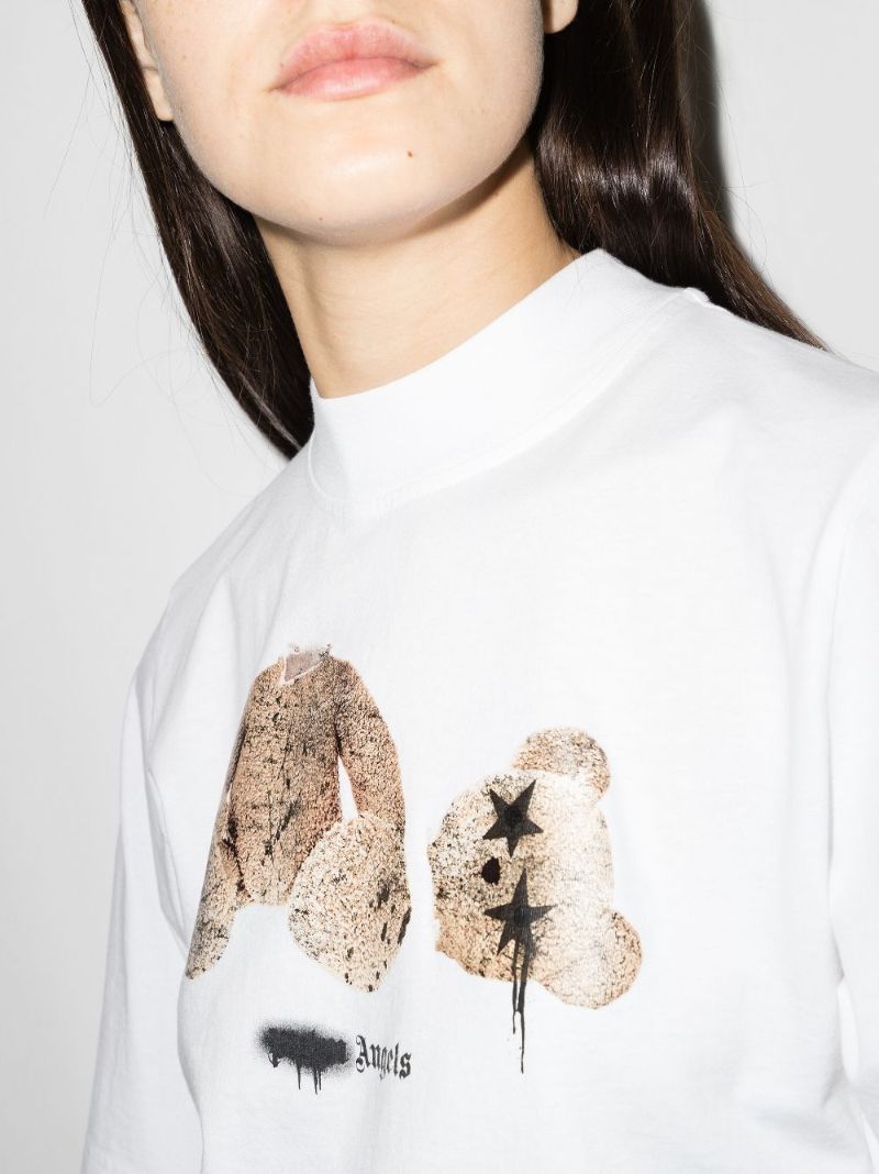 Sprayed Bear Print Cropped T-shirt