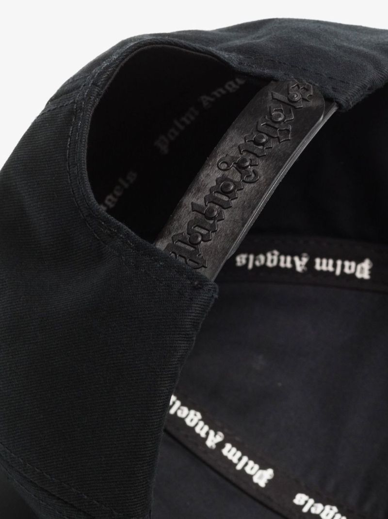 Black Logo Embroidered Cotton Baseball Cap