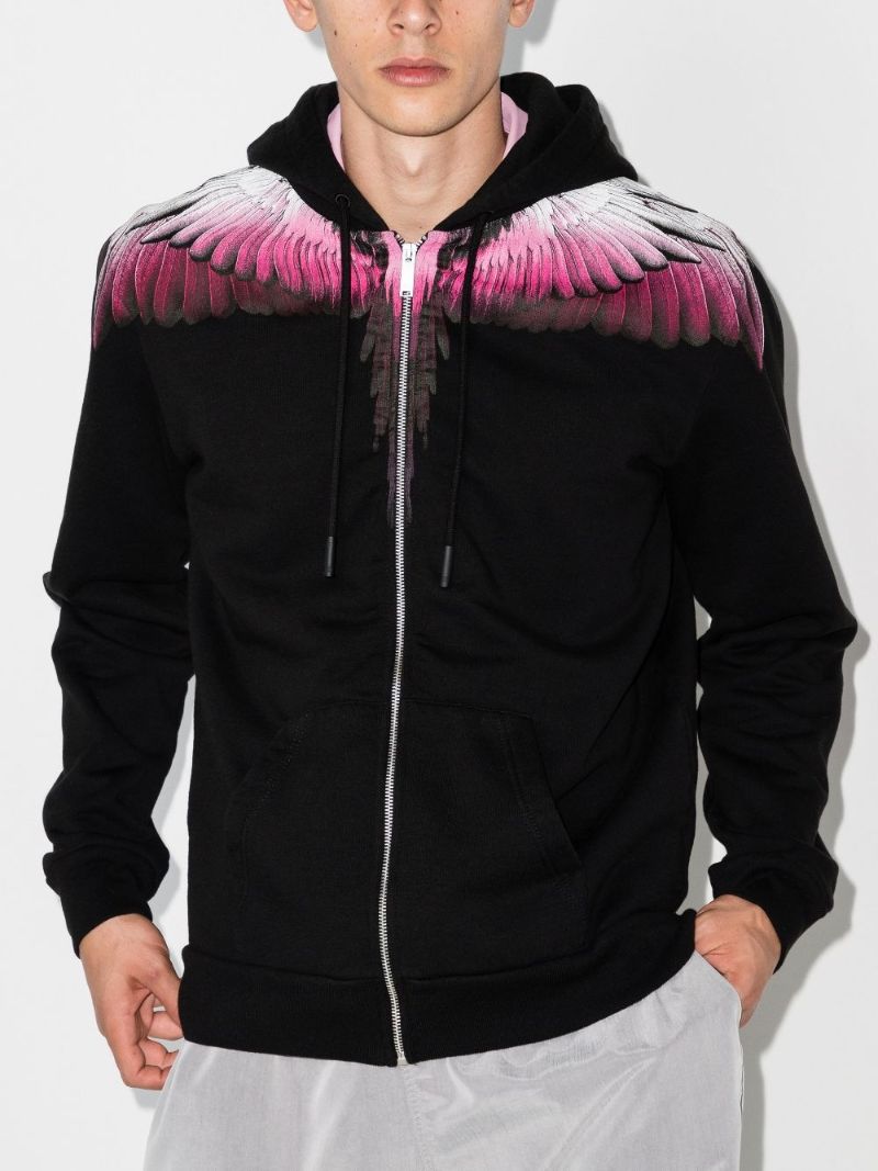 Wings Print Zip Hoodie