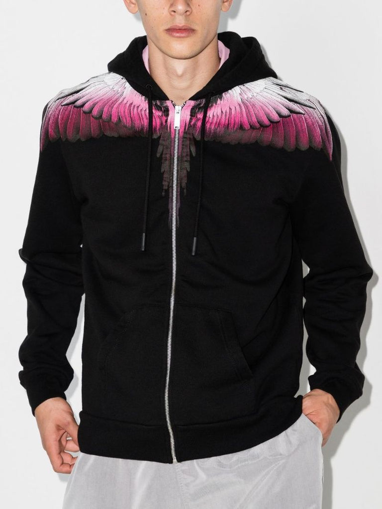 Wings Print Zip Hoodie