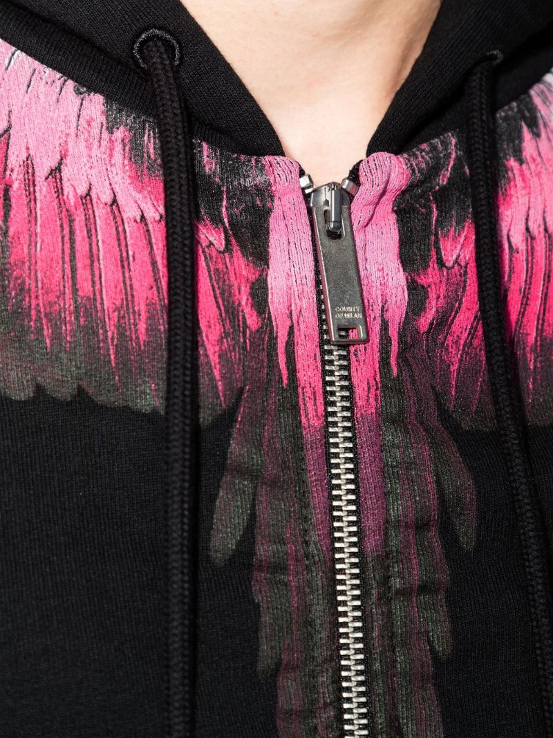 Wings Print Zip Hoodie