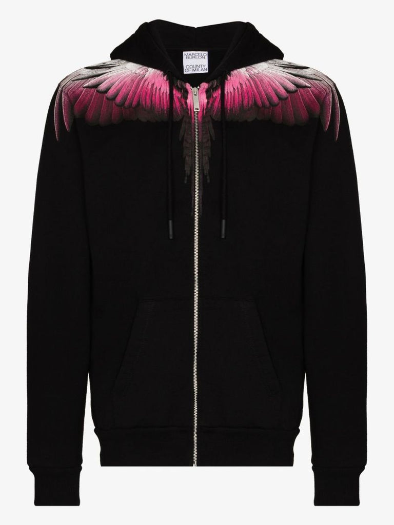 Wings Print Zip Hoodie