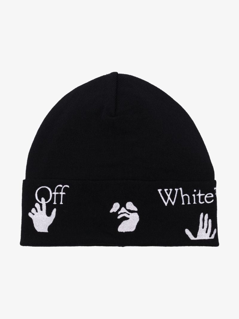 Black Logo Wool Beanie Hat