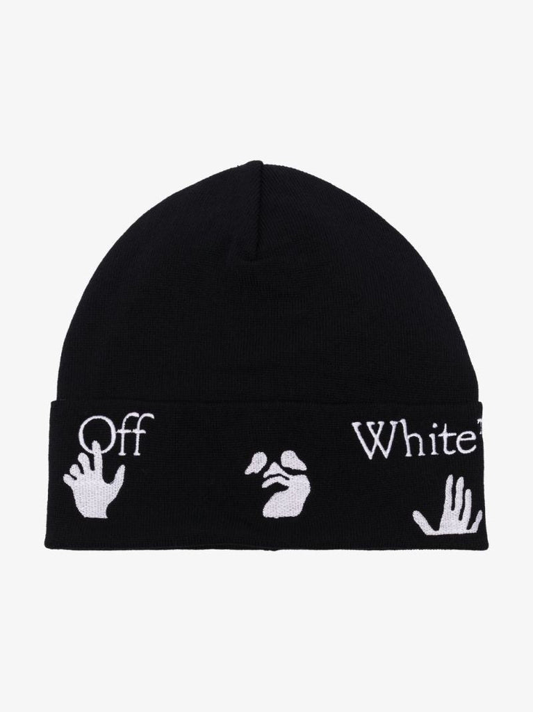 Black Logo Wool Beanie Hat