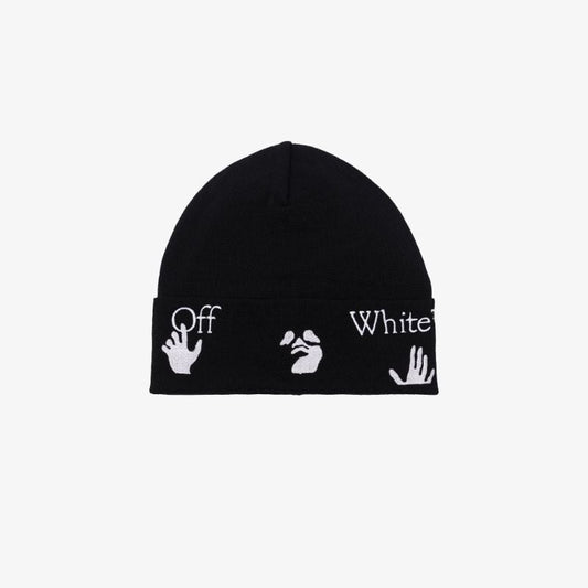 Black Logo Wool Beanie Hat