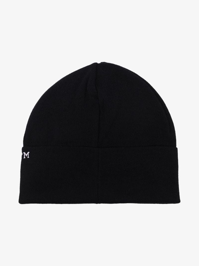 Black Logo Wool Beanie Hat