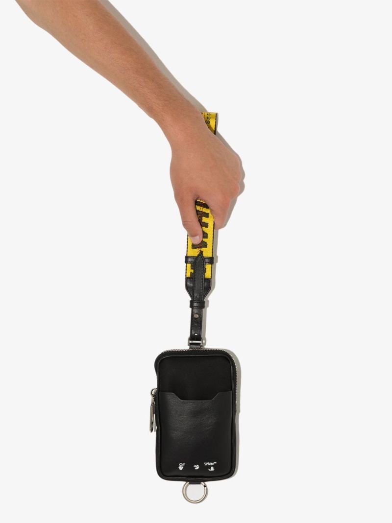 Black Industrial Leather Neck Pouch
