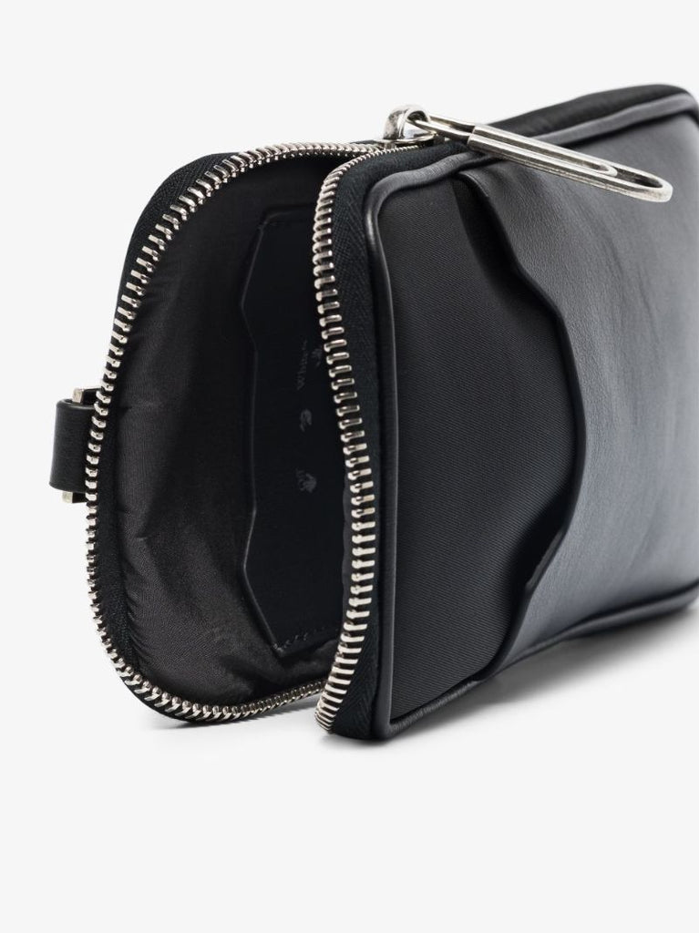 Black Industrial Leather Neck Pouch