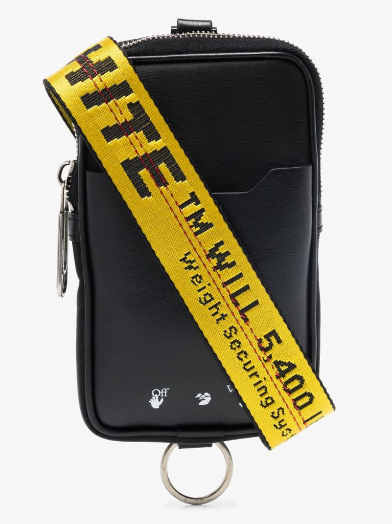 Black Industrial Leather Neck Pouch