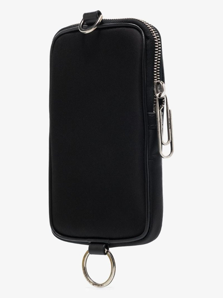 Black Industrial Leather Neck Pouch