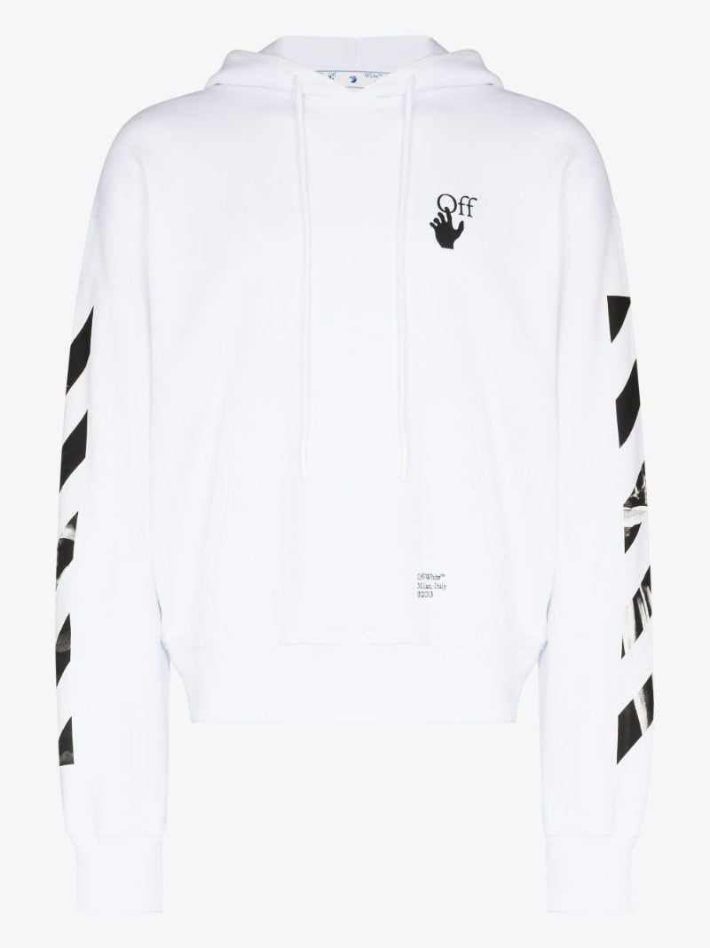 White Caravaggio Print Arrows Cotton Hoodie