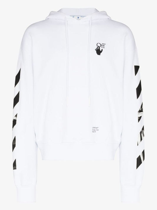 White Caravaggio Print Arrows Cotton Hoodie