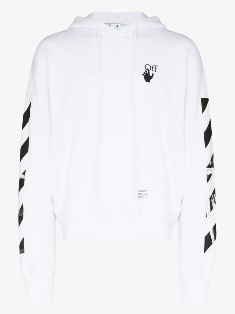 White Caravaggio Print Arrows Cotton Hoodie