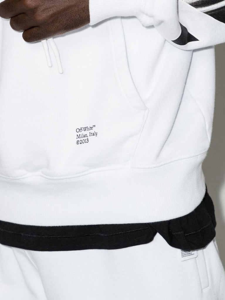 White Caravaggio Print Arrows Cotton Hoodie