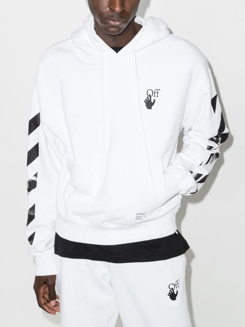 White Caravaggio Print Arrows Cotton Hoodie