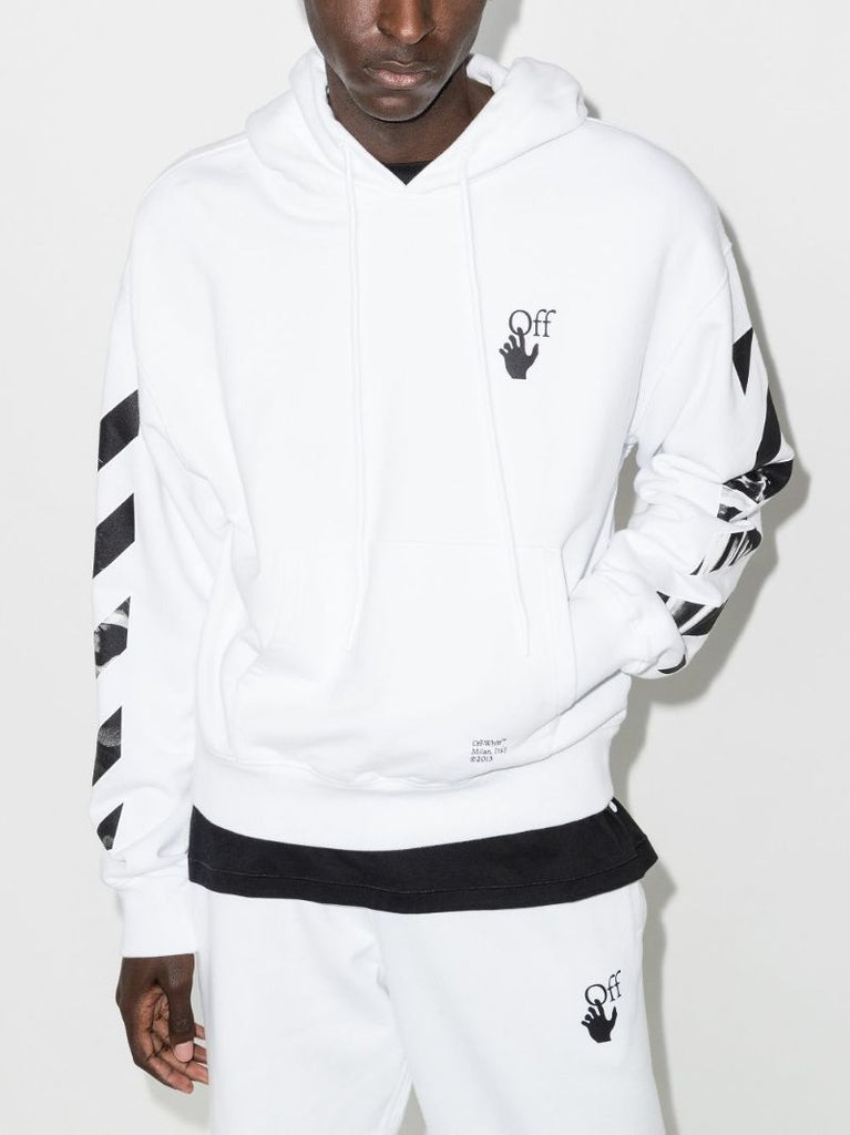 White Caravaggio Print Arrows Cotton Hoodie