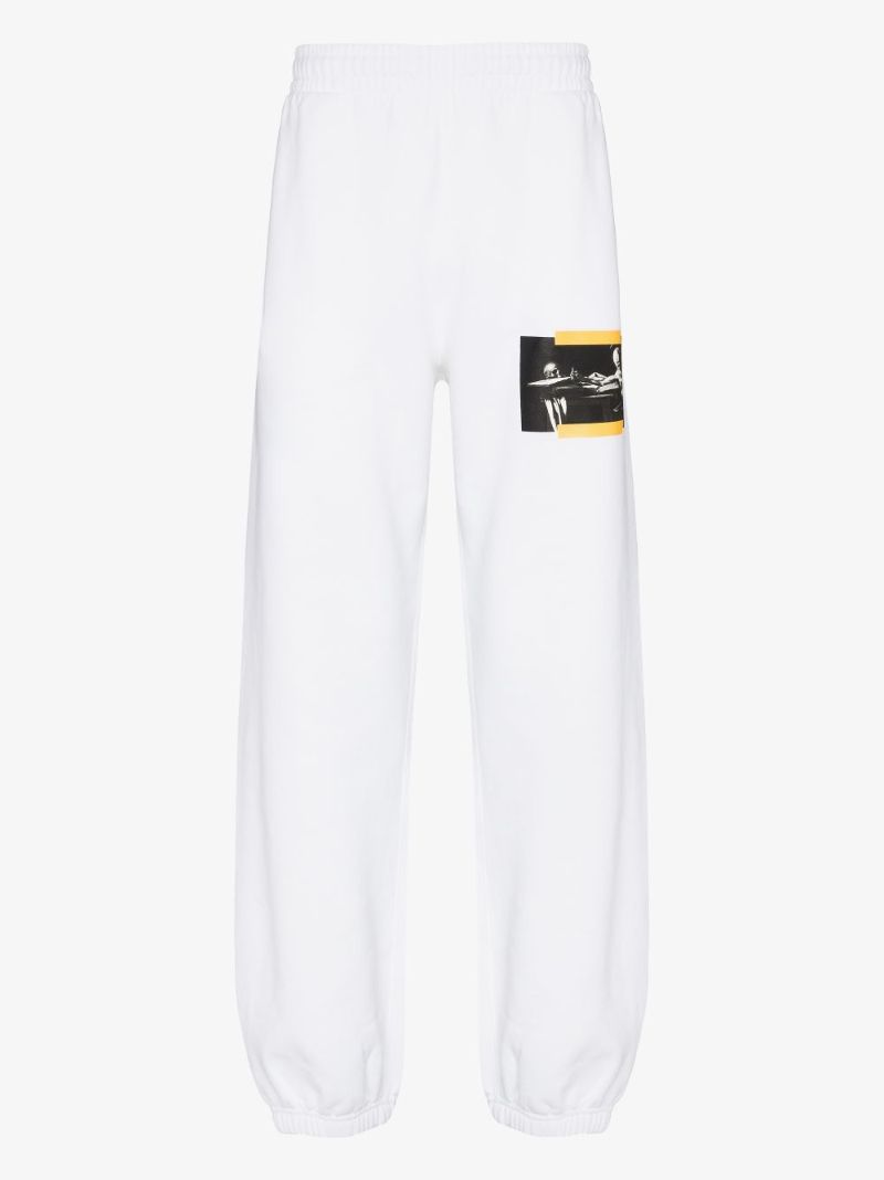 White Caravaggio Painting Cotton Track Pants