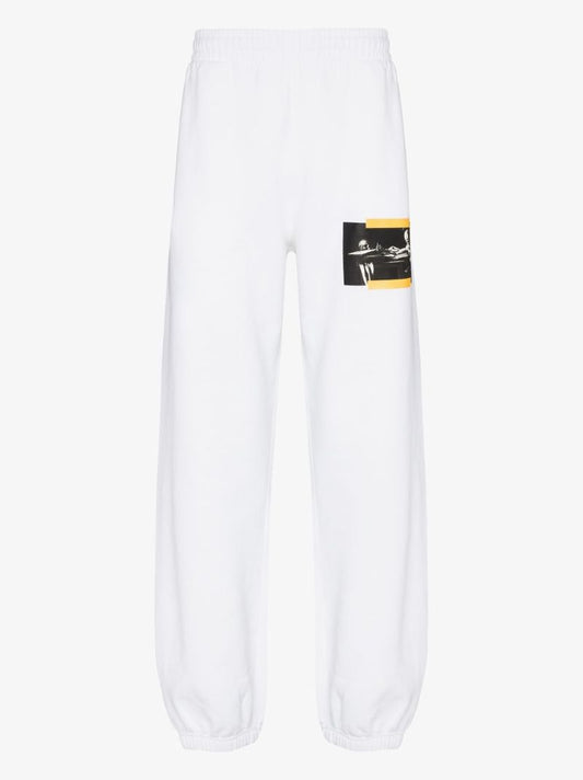 White Caravaggio Painting Cotton Track Pants